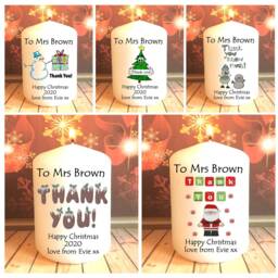 Personalised Christmas 2020 Candle Thank You Gift Teacher Colleague Staff Friend Family Sister Auntie Choice Of 5 Designs - thumbnail 1