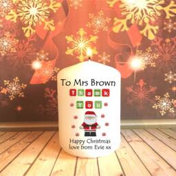 Personalised Christmas 2020 Candle Thank You Gift Teacher Colleague Staff Friend Family Sister Auntie Choice Of 5 Designs - thumbnail 2