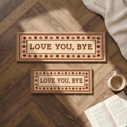 Love You Bye Wall Art Above Door Sign, Hallway Decor, Modern Typography Print, Unique Home Decor Gift, Cross Stitched, Poster - thumbnail 1
