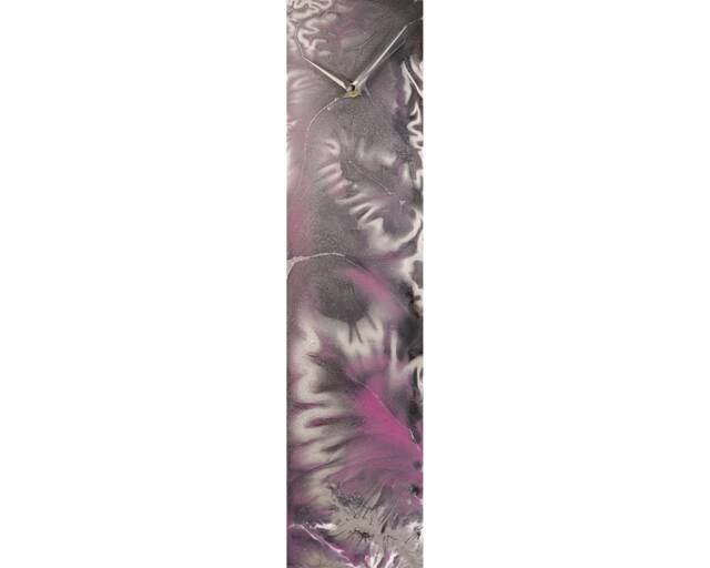 Purple & Silver Modern Wall Clock Abstract Home Decor, Rectangle Silent Non Ticking Mantle With Lighting, Original Glass Art - image 1
