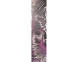 Purple & Silver Modern Wall Clock Abstract Home Decor, Rectangle Silent Non Ticking Mantle With Lighting, Original Glass Art