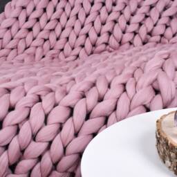 Chunky Knit Merino Wool Blanket Handmade Giant Throw - thumbnail 4