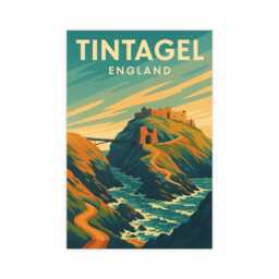Tintagel Castle Travel Poster - Retro Cornish Coastal Art Print - thumbnail 2