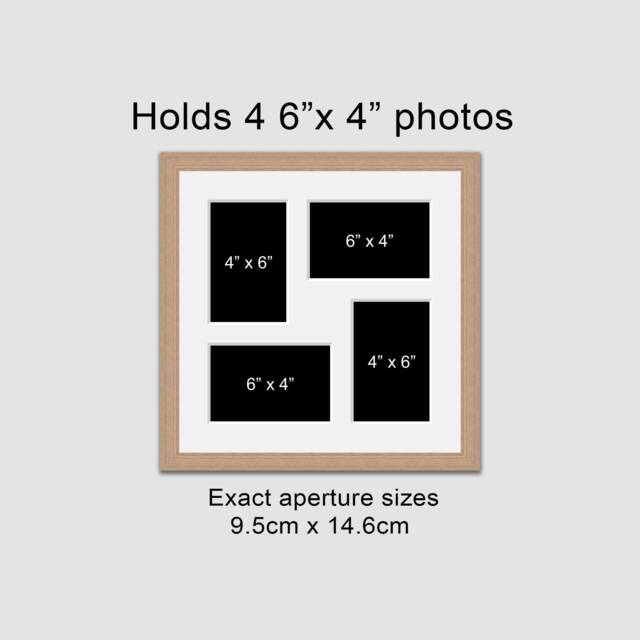 Oak Veneer Picture Frame - Holds Four 6x4 Photos - image 1