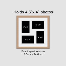 Oak Veneer Picture Frame - Holds Four 6x4 Photos
