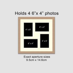 Oak Veneer Picture Frame - Holds Four 6x4 Photos - thumbnail 2