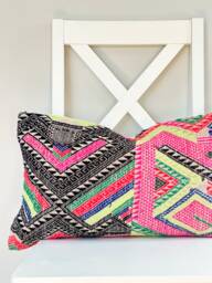 Pink Neutral Tribal Hemp Hand Woven Natural Dye Color Lumbar Pillow Cover - thumbnail 1