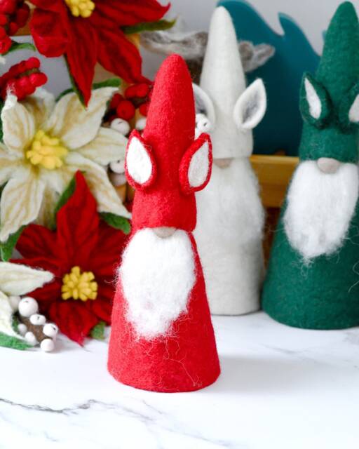 Felt Red-Coloured Gnome Tree Topper, Red Santa Claus Christmas Topper