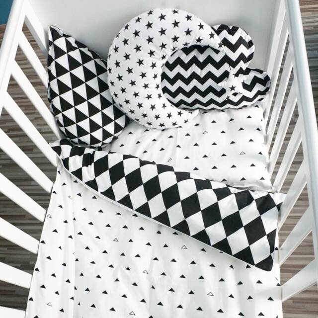 Black & White Kids Bedding Set, Cotton Children Bedding, Modern Bedroom Decor - image 1