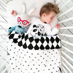 Black & White Kids Bedding Set, Cotton Children Bedding, Modern Bedroom Decor - thumbnail 2