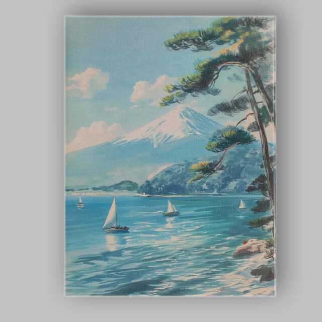 Serene Mount Fuji Blue Lake Sailing Boats Landscape Canvas Wall Art Print Decor Picture Ready To Hang - image 1