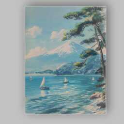 Serene Mount Fuji Blue Lake Sailing Boats Landscape Canvas Wall Art Print Decor Picture Ready To Hang - thumbnail 1