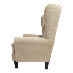 Queen Anne Wing Back Cottage Fireside Chair Camden Diamond Cream - Solid Wood Mahogany Legs - thumbnail 3