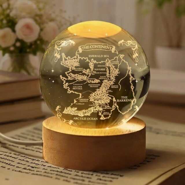 Fourth Wing Inspired Map Crystal Ball Night Light, Fantasy Dragon Rider Lamp - image 1