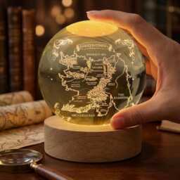 Fourth Wing Inspired Map Crystal Ball Night Light, Fantasy Dragon Rider Lamp - thumbnail 3