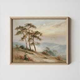 Pine Tree Cliff Poster, Lakeside Landscape Print, Nature Wall Art, Paper - thumbnail 3