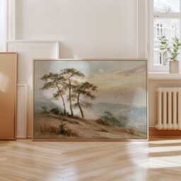 Pine Tree Cliff Poster, Lakeside Landscape Print, Nature Wall Art, Paper - thumbnail 4