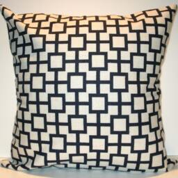 New 18x18 Inch Designer Handmade Pillow Cases in Hibiscus & White Cat's Cradle - thumbnail 2