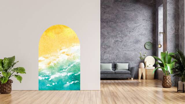 Beach Watercolor Arch Wall Decal , Removable Peel & Stick Sticker Decor Living Room Art Kids Decals - image 1