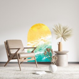 Beach Watercolor Arch Wall Decal , Removable Peel & Stick Sticker Decor Living Room Art Kids Decals - thumbnail 2