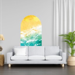 Beach Watercolor Arch Wall Decal , Removable Peel & Stick Sticker Decor Living Room Art Kids Decals - thumbnail 3