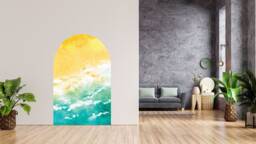 Beach Watercolor Arch Wall Decal , Removable Peel & Stick Sticker Decor Living Room Art Kids Decals - thumbnail 1