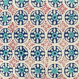 Luxury Designer Quadrille Kediri Batik Blue Red Fabric Cushion Pillow Throw Cover - thumbnail 2