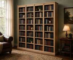 Solid Oak Bookcase, 7Ft X 7Ft, Adjustable Shelving Unit, Made in UK