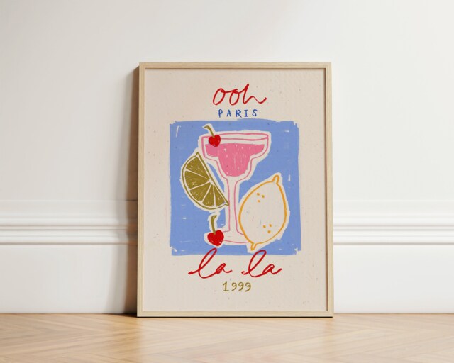 Ooh La Print, Print Wall Art, Cocktail Kitchen Home Decor, Paris Margarita Decor Unframed - image 1