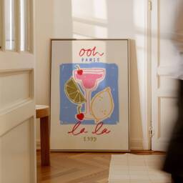 Ooh La Print, Print Wall Art, Cocktail Kitchen Home Decor, Paris Margarita Decor Unframed - thumbnail 3