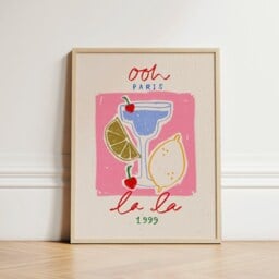 Ooh La Print, Print Wall Art, Cocktail Kitchen Home Decor, Paris Margarita Decor Unframed - thumbnail 2
