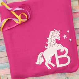 Personalised Unicorn Fleece Blanket Baby Or Kids First Initial Printed Cosy Throw