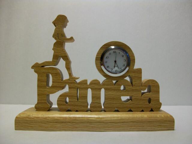 Personalized Desk Clock, Female Runner On Top Of Runner's Name, Custom - image 1