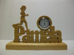 Personalized Desk Clock, Female Runner On Top Of Runner's Name, Custom - thumbnail 1