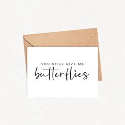 Valentines Couples Card, You Still Give Me Butterflies, Valentines, Wedding Anniversary Simple - thumbnail 1
