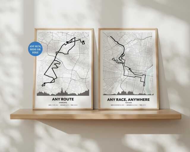 Personalised Marathon Route Map Print - Custom Running Wall Art - Digital Download Available - image 1