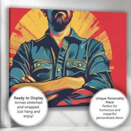Confident Tradesman Folded Arms Graphic Pop Art Portrait Canvas Wall Print Decor Picture Ready To Hang - thumbnail 3