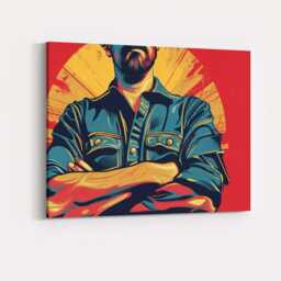 Confident Tradesman Folded Arms Graphic Pop Art Portrait Canvas Wall Print Decor Picture Ready To Hang - thumbnail 4