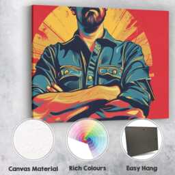 Confident Tradesman Folded Arms Graphic Pop Art Portrait Canvas Wall Print Decor Picture Ready To Hang - thumbnail 2