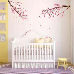 Large Wall Nursery Tree Branch Baby Decal Cherry Blossom Girl Flowers Art Decor #1281 - thumbnail 2