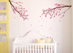 Large Wall Nursery Tree Branch Baby Decal Cherry Blossom Girl Flowers Art Decor #1281 - thumbnail 1