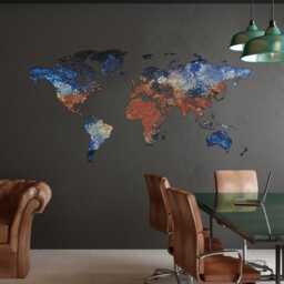 World Map Art Wall Decal - Abstract Sticker Large Decor Print Home Office Living Room - thumbnail 3