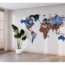 World Map Art Wall Decal - Abstract Sticker Large Decor Print Home Office Living Room - thumbnail 2