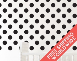 Polka Dots Black Wall Decals Decor Stickers Circle Pattern Nursery Baby Modern & Scandinavian - thumbnail 1