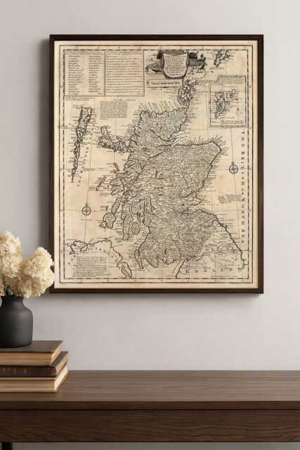 Scotland Map - Antique Scottish Geography Historical Wall Art Print - image 1