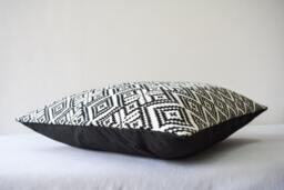 Black & White Kilim Pattern Jacquard Pillow Cover , Cushion & Housewares Throw - thumbnail 1