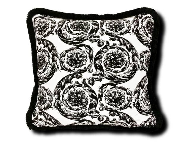 Black Baroque Fashion Fabric Pillow - Black/White - image 1