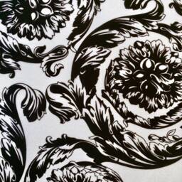 Black Baroque Fashion Fabric Pillow - Black/White - thumbnail 4