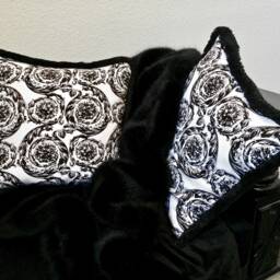 Black Baroque Fashion Fabric Pillow - Black/White - thumbnail 2