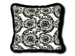 Black Baroque Fashion Fabric Pillow - Black/White